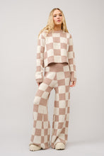 Load image into Gallery viewer, Blue B Cozy Knit Checkerboard Set in Beige Ivory