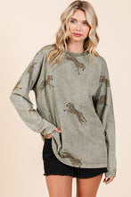 Load image into Gallery viewer, Mittoshop Mineral Washed Cheetah Print Top in Sage