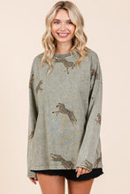 Load image into Gallery viewer, Mittoshop Mineral Washed Cheetah Print Top in Sage