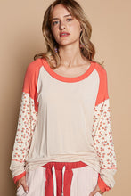Load image into Gallery viewer, POL Jersey Knit FITTED Top with Floral Print Details in Almond