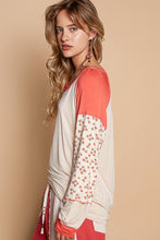 Load image into Gallery viewer, POL Jersey Knit FITTED Top with Floral Print Details in Almond