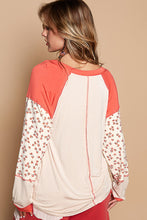 Load image into Gallery viewer, POL Jersey Knit FITTED Top with Floral Print Details in Almond