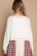 Load image into Gallery viewer, POL Mixed Print and Fabrics Babydoll Top in Powder Cream