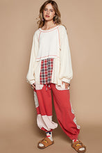 Load image into Gallery viewer, POL Mixed Print and Fabrics Babydoll Top in Powder Cream