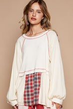 Load image into Gallery viewer, POL Mixed Print and Fabrics Babydoll Top in Powder Cream