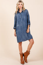 Load image into Gallery viewer, Mittoshop Washed Tencel Chambray Mini Dress in Denim