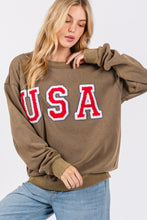 Load image into Gallery viewer, Sage+Fig Mineral Washed USA Letter Patched Top in Olive