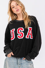 Load image into Gallery viewer, Sage+Fig Mineral Washed USA Letter Patched Top in Ash