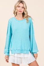 Load image into Gallery viewer, Mittoshop OVERSIZED Waffle Knit Top in Tiffany Blue