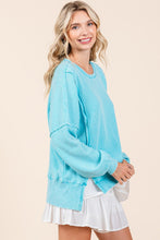 Load image into Gallery viewer, Mittoshop OVERSIZED Waffle Knit Top in Tiffany Blue