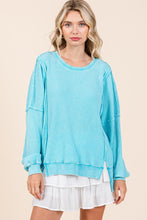 Load image into Gallery viewer, Mittoshop OVERSIZED Waffle Knit Top in Tiffany Blue