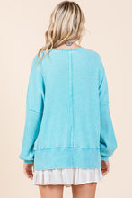 Load image into Gallery viewer, Mittoshop OVERSIZED Waffle Knit Top in Tiffany Blue