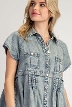 Load image into Gallery viewer, ee:some Mineral Washed Button Down Mini Dress in Denim