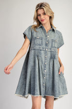 Load image into Gallery viewer, ee:some Mineral Washed Button Down Mini Dress in Denim