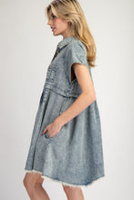 Load image into Gallery viewer, ee:some Mineral Washed Button Down Mini Dress in Denim