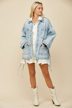 Load image into Gallery viewer, Wisteria Lane OVERSIZED Denim Jacket with Side Ties in Light Denim ON ORDER