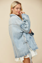 Load image into Gallery viewer, Wisteria Lane OVERSIZED Denim Jacket with Side Ties in Light Denim ON ORDER