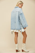 Load image into Gallery viewer, Wisteria Lane OVERSIZED Denim Jacket with Side Ties in Light Denim ON ORDER