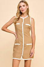 Load image into Gallery viewer, TCEC FITTED Textured Button Down Mini Dress in Mocha