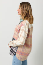 Load image into Gallery viewer, Mystree Mixed paid Color Block Shacket in Ivory/Oat