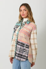 Load image into Gallery viewer, Mystree Mixed paid Color Block Shacket in Ivory/Oat