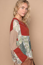Load image into Gallery viewer, POL Overlay Baby Doll Cut Print and Knitted Top in Red Multi