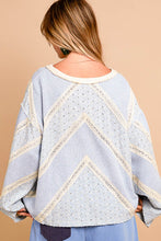 Load image into Gallery viewer, POL Mixed Fabric Cut and Sewn Top in Powder Blue