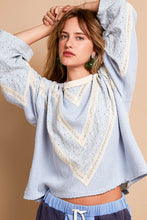 Load image into Gallery viewer, POL Mixed Fabric Cut and Sewn Top in Powder Blue