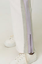 Load image into Gallery viewer, Mystree Mineral Washed Terry Knit Color Block Pants in Washed Ivory