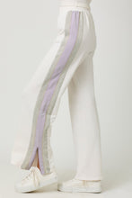 Load image into Gallery viewer, Mystree Mineral Washed Terry Knit Color Block Pants in Washed Ivory
