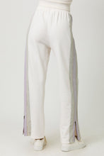 Load image into Gallery viewer, Mystree Mineral Washed Terry Knit Color Block Pants in Washed Ivory