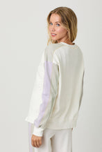 Load image into Gallery viewer, Mystree Mineral Washed Terry Knit Color Block Top in Washed Ivory