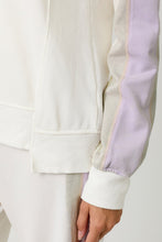 Load image into Gallery viewer, Mystree Mineral Washed Terry Knit Color Block Top in Washed Ivory
