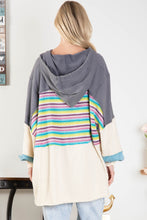 Load image into Gallery viewer, BlueVelvet Color Block Hooded Top in Blue Multi