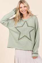 Load image into Gallery viewer, Mittoshop Star Patched Long Sleeve Top in Sage