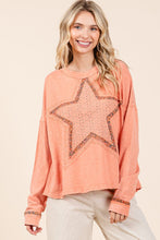 Load image into Gallery viewer, Mittoshop Star Patched Long Sleeve Top in Coral Cream