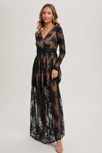 Load image into Gallery viewer, Bluivy Boho Floral Lace Maxi Dress with Lining in Black