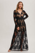 Load image into Gallery viewer, Bluivy Boho Floral Lace Maxi Dress with Lining in Black