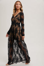 Load image into Gallery viewer, Bluivy Boho Floral Lace Maxi Dress with Lining in Black