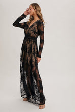 Load image into Gallery viewer, Bluivy Boho Floral Lace Maxi Dress with Lining in Black