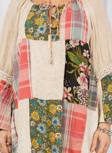 Load image into Gallery viewer, Young Threads Mixed Print Patchwork Peasant Top in Latte