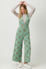 Load image into Gallery viewer, Mystree Embroidered Corduroy Jumpsuit in Washed Seafoam