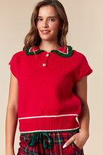 Load image into Gallery viewer, Fantastic Fawn Knit Holiday Sweater Top in Red