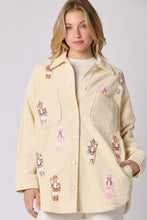 Load image into Gallery viewer, Peach Love Sequin Nutcracker Corduroy Shacket in Cream