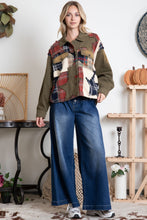 Load image into Gallery viewer, BlueVelvet Mixed Plaid Patchwork Jacket with Star Patches in Olive