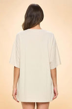 Load image into Gallery viewer, Zutter OVERSIZED Graphic Print Coquette Bow Football T-Shirt in Bone