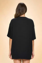 Load image into Gallery viewer, Zutter OVERSIZED Graphic Print Coquette Bow Football T-Shirt in Black