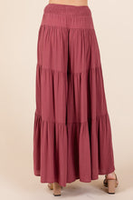 Load image into Gallery viewer, Mittoshop Smocked Waist and Tiered Wide Leg Pants in Sienna