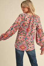 Load image into Gallery viewer, Jodifl Multi Colored Mixed Print Peasant Top in Pink Mix