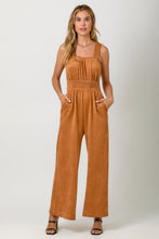 Load image into Gallery viewer, Mystree Suede Wide Leg Jumpsuit in Pumpkin